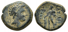 KINGS of BITHYNIA. Prusias II Cynegos.(182-149 BC). Ae.

Obv : Head right, wearing winged diadem.

Rev : BAΣIΛEΩΣ ΠPOVΣIOV.
Herakles standing left, ho...