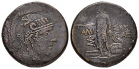 PONTUS.Amisos.Time of Mithradates VI.(Circa 105-85 BC).Ae.

Obv : Helmeted head of Athena right.

Rev : AMIΣOY.
Perseus standing facing, wearing point...