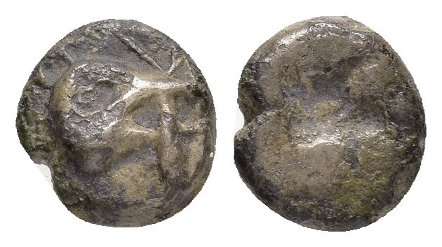 MYSIA.Kyzikos.(Circa 600-525 BC).Obol.

Obv : Head of tunny right, with smaller ...
