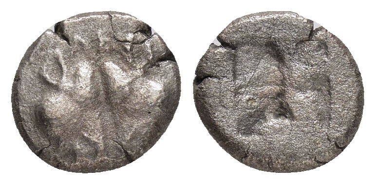 LESBOS.Uncertain.(Circa 500-450 BC).BI Obol.

Obv : ΛΕ.
Confronted boars' heads....