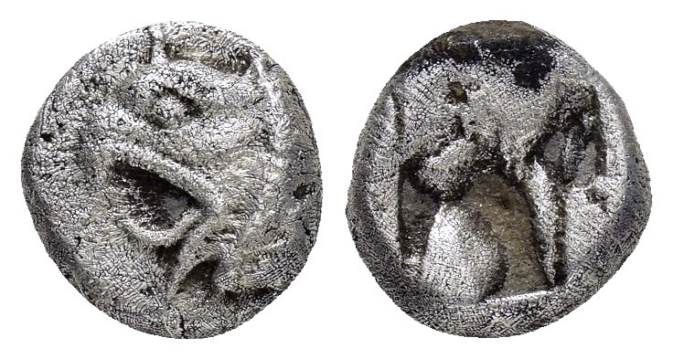 IONIA.Phokaia.(Circa 521-478 BC).Diobol.

Obv : Head of griffin left.

Rev : Rou...