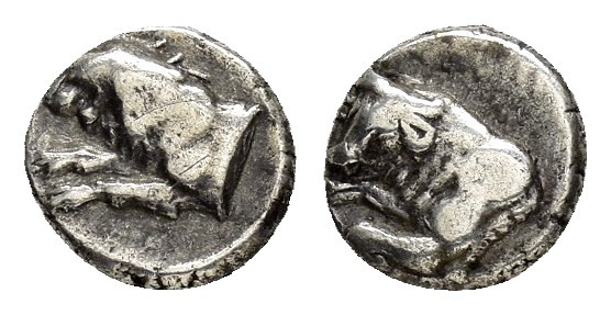 IONIA.Teos.(Circa 460-420 BC).Trihemiobol.

Obv : Griffin seated right, raising ...