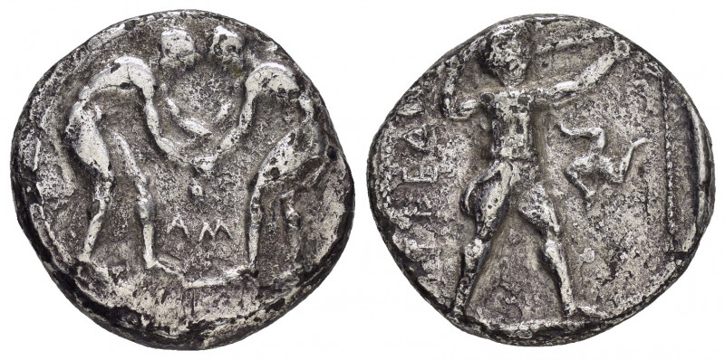 PAMPHYLIA.Aspendos.(Circa 380/75-330/25 BC).Stater.

Obv : AM.
Two wrestlers gra...