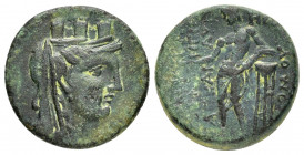 CILICIA.Mopsos.(164-27 BC).Ae.

Obv : Turreted, veiled, and draped bust of Tyche right.

Rev : ΜΟΨΕΑΤΩΝ ΤΗΣ ΙΕΡΑΣ ΚΑΙ ΑΥΤΟΝΟΜΟΥ ΗΙΡ.
Apollo standing l...