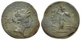 CILICIA.Soloi-Pompeiopolis.(Circa 2nd - 1st Century BC).Ae.

Obv : Draped bust of Artemis to right, bow and quiver behind; monogram to left.

Rev : ΣO...