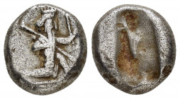 ACHAEMENID EMPIRE.Time of Darios I to Xerxes II.(Circa 485-420 BC).Sardes.Siglos.

Obv : Persian king in kneeling-running stance right, holding spear ...