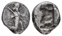 ACHAEMENID EMPIRE.Time of Darios I to Xerxes II.(485-420 BC).Sardes.Siglos.

Obv : Persian king in kneeling-running stance right, holding spear and bo...