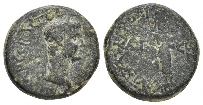 AEOLIS.Aegae.Claudius.(41-54).Ae. 

Obv : TI KΛAVΔIOC KAICAP CЄBACTOC.
Laureate ...