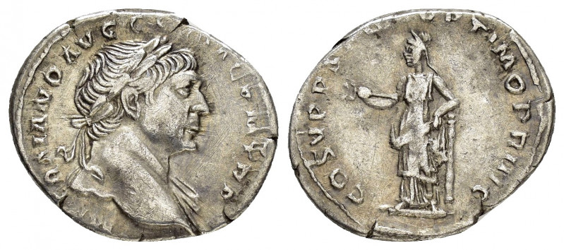 TRAJAN.(98-117).Rome.Denarius.

Obv : IMP TRAIANO AVG GER DAC P M TR P.
Laureate...