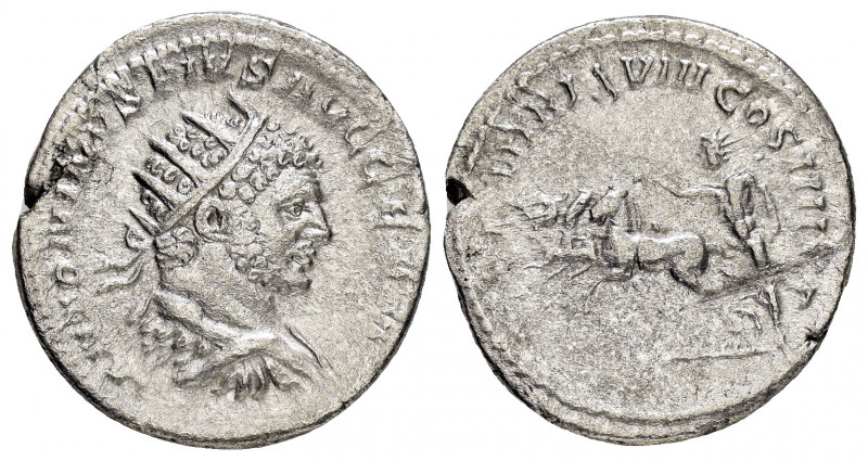 CARACALLA.(198-217).Rome.Denarius. 

Obv : ANTONINVS PIVS AVG GERM.
Radiate, dra...