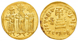 HERACLIUS with HERACLIUS CONSTANTINE and HERACLONAS.(610-641).Constantinople.Solidus. 

Obv : Heraclius, Heraclius Constantine and Heraclonas standing...