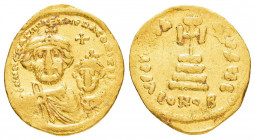 HERACLIUS with HERACLIUS CONSTANTINE.(610-641 AD).Constantinople.Solidus.

Obv : δδ NN ҺЄRACLIЧS ЄT ҺЄRA CONST P P AV.
Crowned and draped facing bu...