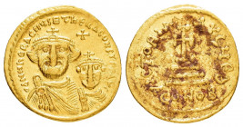 HERACLIUS with HERACLIUS CONSTANTINE.(610-641 AD).Constantinople.Solidus.

Obv : δδ NN ҺЄRACLIЧS ЄT ҺЄRA CONST P P AV.
Crowned and draped facing busts...
