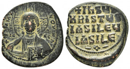 BASIL II & CONSTANTINE VIII.(976-1025).Class 2 Anonymous Issue.Constantinople.Follis.

Obv : EMMANOVHL IC XC.
Facing bust of Christ Pantokrator.

Rev ...