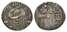 ITALY. Venice.Francesco Dandolo.(1328-1339).Grosso.

Obv : Doge and St. Mark standing facing, holding banner between them.

Rev : IC - XC.
Christ Pant...