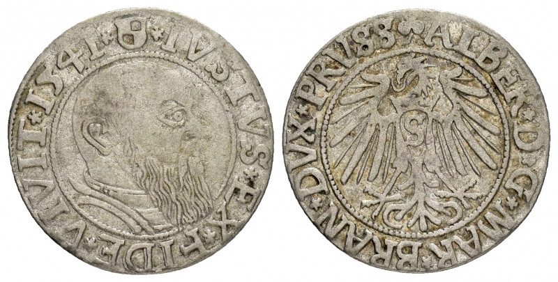 GERMANY. Albrecht von Brandenburg.(1525-1568).Groschen 1541.

Obv :

Rev :
Lange...