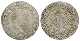 GERMANY. Albrecht von Brandenburg.(1525-1568).Groschen 1541.

Obv :

Rev :
Langer Bart. Kopicki 3782.

Condition : Nicely toned.Good very fine. 

Weig...