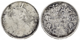 BRITISH INDIA.(1879).Rupee.

Obv :

Rev :
Km-492.

Condition : Nicely toned.Good very fine. 

Weight : 11.2 gr
Diameter : 30 mm