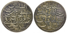 OTTOMAN EMPIRE.Mustafa III.(1757-1774).Islambol.Kurush. 

Obv : Arabic legend.

Rev : Arabic legend.

Condition : Nicely toned.Good very fine. 

Weigh...