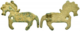 ANCIENT BRONZE HORSE.(1th-3th century).Ae.

Obv : Horse walking left.

Rev : Blank.

Condition : Good very fine. 

Weight : 8.9 gr
Diameter : 47 mm