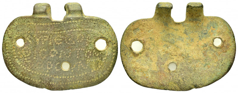 ANCIENT ROMAN BRONZE MILITARY BUCKLE.(1st-3th century).Ae.

Obv : Unclear writin...