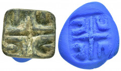 ANCIENT ROMAN BRONZE STAMP SEAL.(1st-2nd century).Ae.

Obv : Cruciform invocative monogram.

Rev : Blank

Condition : Good very fine.

Weight : 15.3 g...
