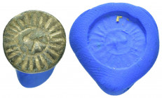 ANCIENT ROMAN BRONZE STAMP SEAL.(1st-2nd century).Ae.

Obv : Motif.

Rev : Blank.

Condition : Good very fine.

Weight : 8.4 gr
Diameter : 26 mm