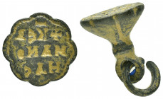 ANCIENT BYZANTINE BRONZE STAMP SEAL.(10th-11th century).Ae.

Obv : Greek legeng.

Rev : Blank.

Condition : Good very fine.

Weight : 8.7 gr
Diameter ...
