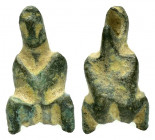 ANCIENT ROMAN BRONZE STATUETTE.(1st - 2nd Century).Ae.

Obv : Seated female.

Rev : Blank.

Condition : Good very fine.

Weight : 1.4 gr
Diameter : 14...