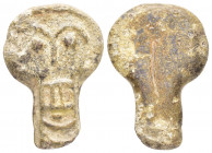 ANCIENT ROMAN LEAD PENDANT.(1st-2nd century).Ae.

Obv : Face.

Rev : Blank.

Condition : Good very fine.

Weight : 34.4 gr
Diameter : 39 mm