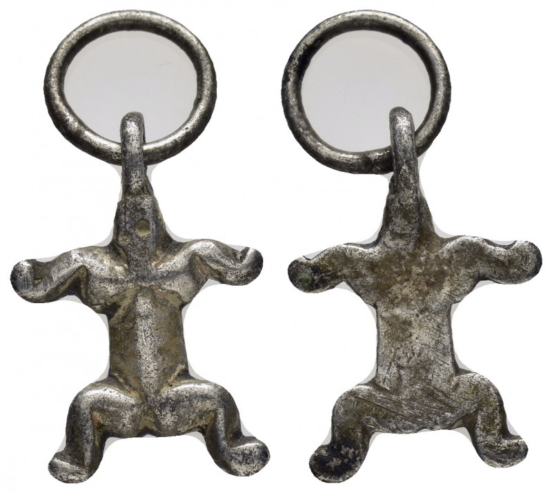 ANCIENT ROMAN SILVER PENDANT.(1st-2nd century).Ae.

Obv : Frog.

Rev : Blank.

C...