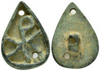 ANCIENT BYZANTINE BREAD STAMP.(8th-10th century).Ae.

Obv : Monogram.

Rev : Blank.

Condition : Good very fine.

Weight : 30.9 gr
Diameter : 29 mm