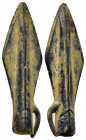 ANCIENT ROMAN BRONZE ARROW HEADS.(Circa 2th Century).Ae.

Obv : Blank.

Rev : Blank.

Condition : Good very fine.

Weight : 5.1 gr
Diameter : 12X42 mm
