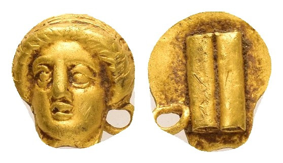 ANCIENT ROMAN GOLD PENDANT.(3rd-4th century).Gold.

Obv : Female face.

Rev : Bl...