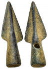 ANCIENT ROMAN BRONZE ARROW HEADS.(Circa 2th Century).Ae.

Obv : Blank.

Rev : Blank.

Condition : Good very fine.

Weight : 2.9 gr
Diameter : 32 mm