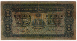 Australia 1 Pound 1913 - 1918 (ND)
P# 4d; # D931918G; Very rare issue; F-VF