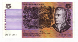 Australia 5 Dollars 1974 - 1991 (ND)
P# 44e; # QAD354502; XF+