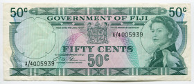 Fiji 50 Cents 1969
P# 58a, N# 206623; # A/4 005939; XF