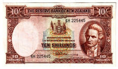 New Zealand 10 Shillings 1960 - 1967 (ND)
P# 158d, N# 204076; # 6H225445; XF
