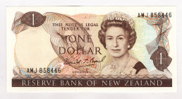 New Zealand 1 Dollar 1989 - 1992 (ND)
P# 169c, N# 206303; # AMJ858446; UNC