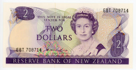 New Zealand 2 Dollars 1981 - 1985 (ND)
P# 170a, N# 205601; # EBT 708714; UNC