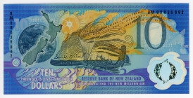New Zealand 10 Dollars 2000
P# 190a, N# 223676; Polymer; # BM 00036892, New Millennium; UNC
