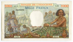 Tahiti 1000 Francs 1940 - 1957 (ND)
P#15c; #412; Banque de l'Indochine; XF