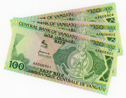 Vanuatu 3 x 100 Vatu 1982 (ND)
P# 1a, N# 205238; UNC