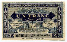 Algeria 1 Franc 1944
P# 98a, N# 209035; # B.3 374394; French Administration; XF-AUNC