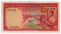 Belgian Congo 50 Francs 1959
P# 32, N# 259285; # U042246; XF
