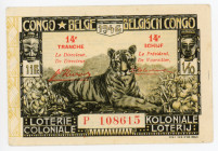 Belgian Congo Colonial Lottery Ticket 11 Francs 1946
Series 14; # P 108615; XF+