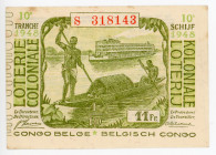 Belgian Congo Colonial Lottery Ticket 11 Francs 1948
Series 10; # S 318143; XF+