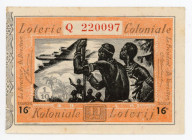 Belgian Congo Colonial Lottery Ticket 11 Francs 1948
Series 16; # Q 220097; XF