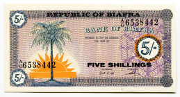 Biafra 5 Shillings 1967 (ND)
P# 1, N# 202783; # A/O 6538442; UNC